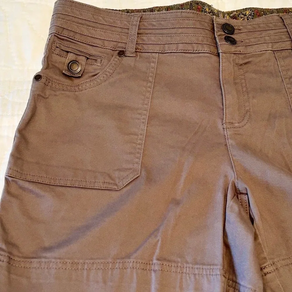 Dakota Blue Utility Shorts Women 6 Brown Cotton Stretch Boho Cargo‎ Pockets